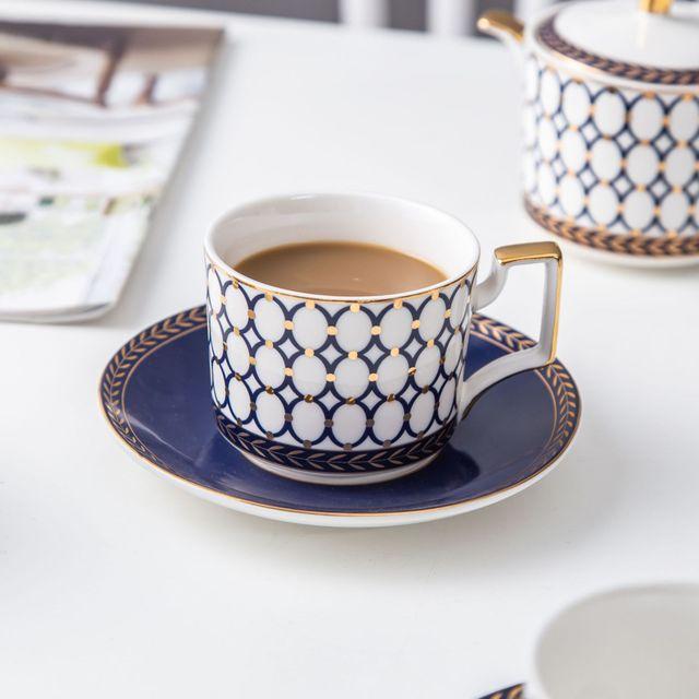 Nordic Ins Bone China Coffee Cup Golden Handle Coffee Pot Ceramic High Grade Milk Tea Pot Creative Afternoon Tea Black Tea Cup