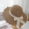 Women's Sun Hats Adjustable Straw Hat With Lace Bow Sun Protection Wide Brim Summer Elegance Beach Accessories 2025 Fashion New