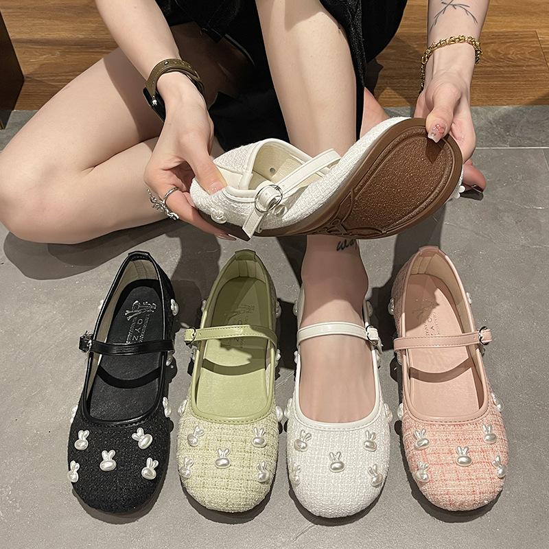 Round head simple small fragrant style gentle Mary Jane shoes women's 2025 new spring French with skirt shallow mouth single shoes