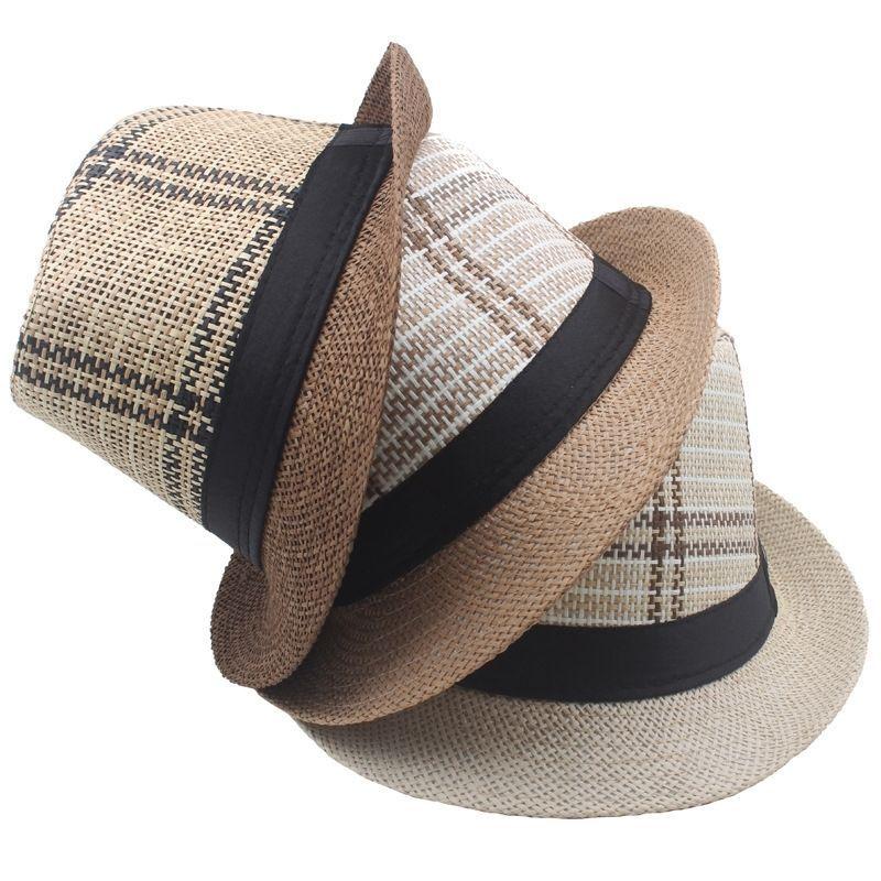 New Plaid Hat Men's Summer Short Edge Middle-aged and Elderly Sunshade Jazz Gentleman's Hat Outdoor Casual Versatile Top Hat