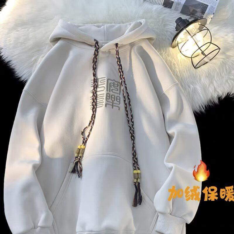 Unisex Oversized Hooded Sweatshirt Winter Thick Fleece Lined Casual Streetwear Print Pullover Teens Adults