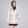 Women S Mid Length Hooded Padded Cotton Coat Slim Fit Casual Outerwear