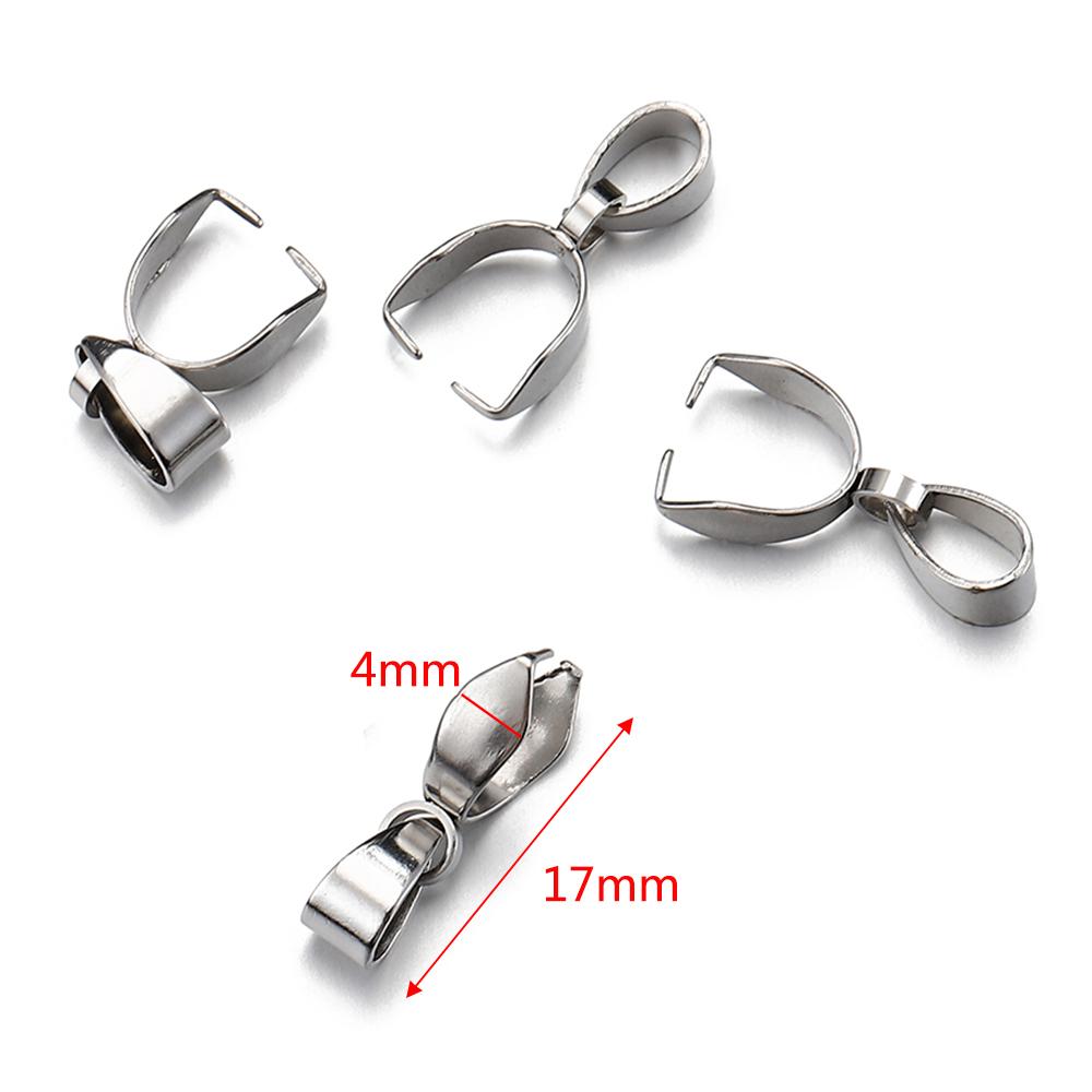 20pcs Stainless Steel Charms Pendant Clip Clasps Pinch Bail Clip for Necklace Pendant Connector DIY Jewelry Making Accessories