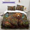 Floral Art Animals Pattern Bedding,Quilt Set Quilt Cover Pillowcase Home Birthday Gift (1 * Duvet Cover + 2 * Pillowcase, Without Core)