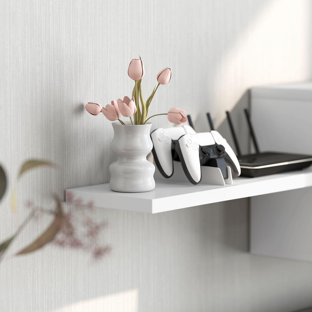 TV Cabinet and Wall Cabinet Set with 7 Shelves and Open Shelf, in Wood, 120x41x43.3 cm, White and Wood Color