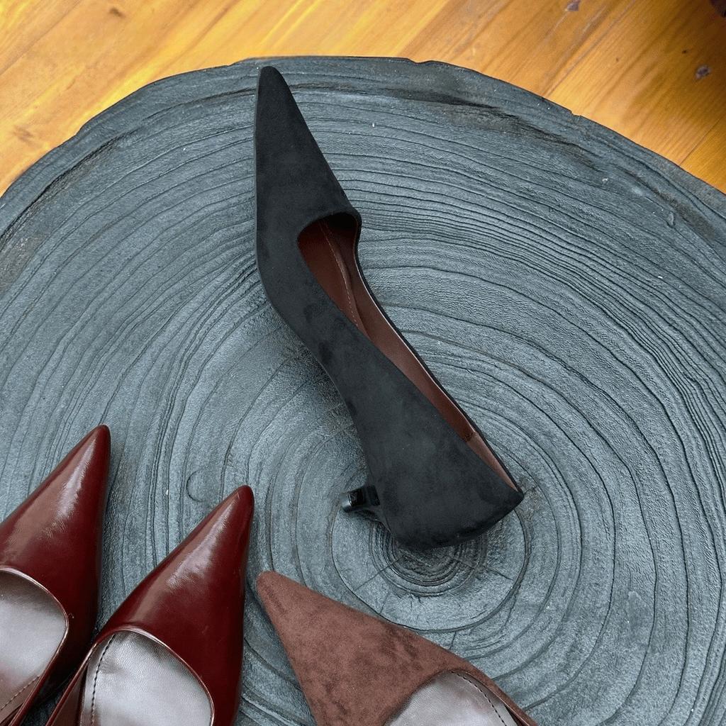 Vintage Low Heel Office Lady Slip On Shoes Fashion Shallow Pointed Toe Shoes Dancing Party Prom Ladies Pumps Shoes