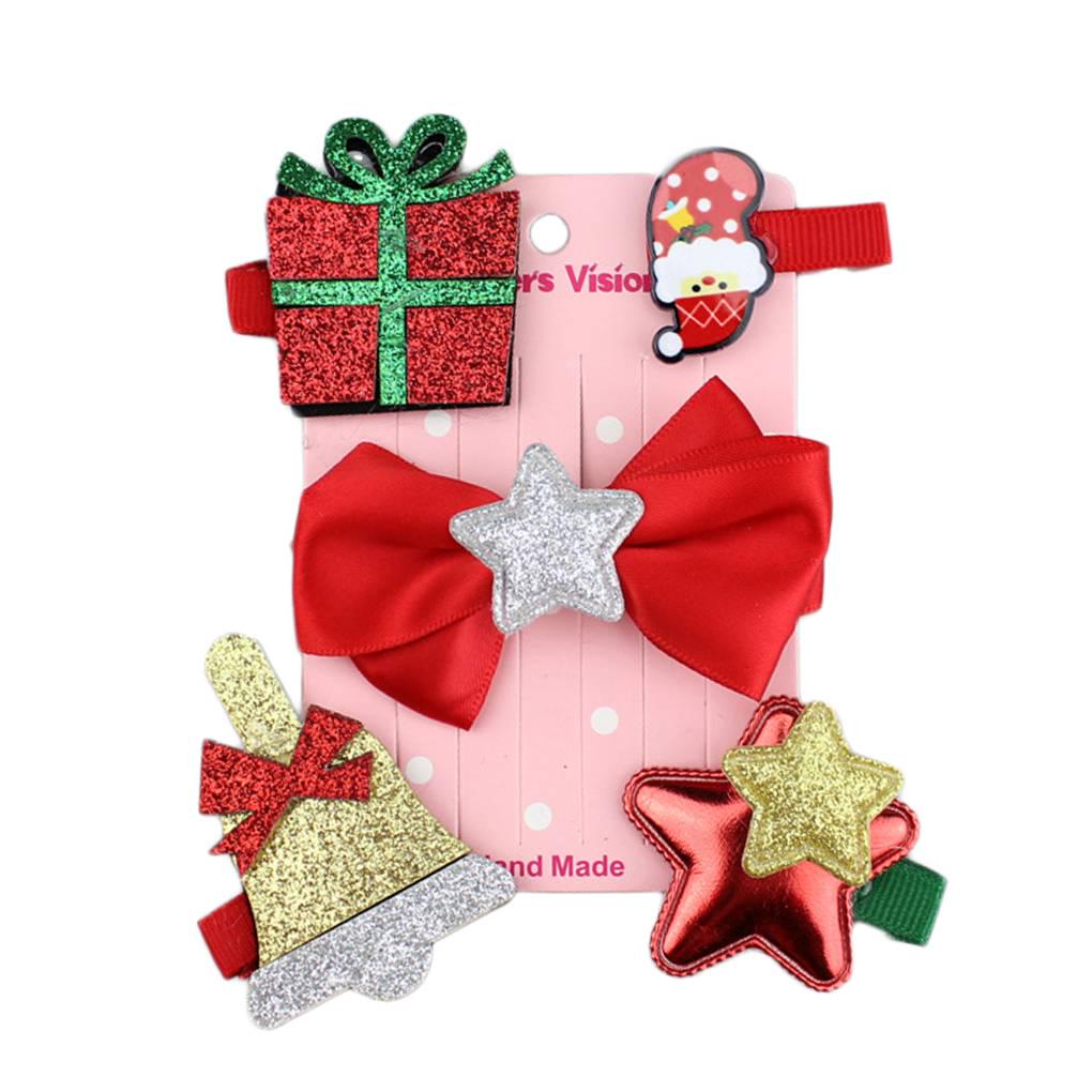 5pcs Christmas Hair Clip Hairpin Baby Girls Children Headdress Duckbill Clip Barrettes - Style 3