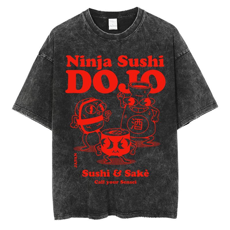 Japanese Tokyo Tokyo Culture Print Washed T Shirt Funny Fashion Vintage Men Women Tshirts Cotton Casual Loose Tees Streetwear