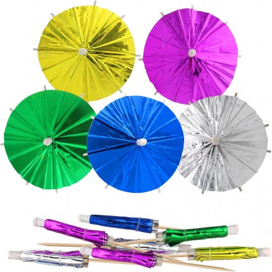 BLUE TOP Cocktail Umbrella Parasol Picks 4 Inch Pack 50pcs,Drink Umbrella Toothpicks for Drink&Food, Decorative toothpicks for Children's Day