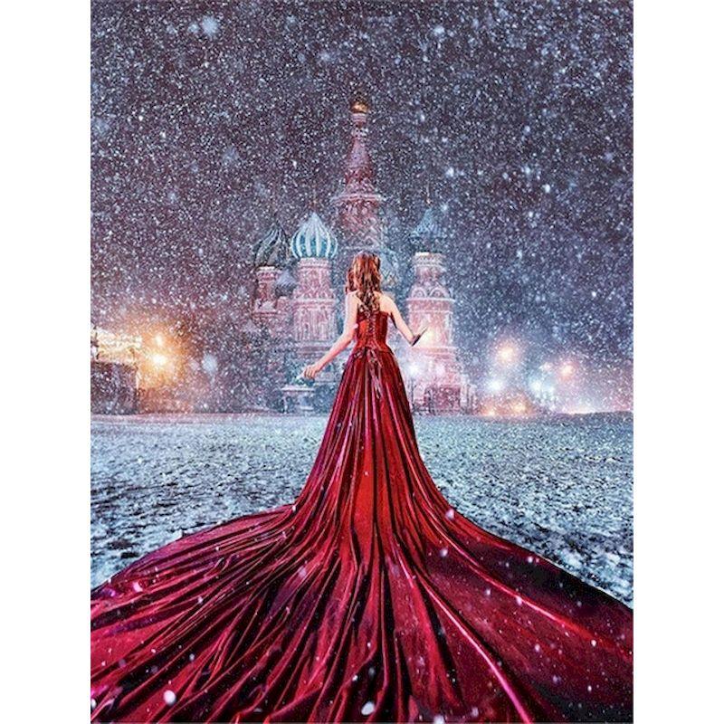 5d Elmas Sanat Boyama Kitleri Zarif Kadın Portresi Elmas Nakış Mozaik Kale Manzara Ev Dekorasyon