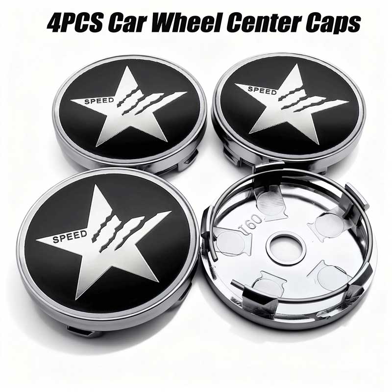 4pcs 56MM 60MM Car Wheel Hub Center Caps Rim Cover SPEED Star Logo Badge Emblem Stickers Universal Car Styling Accessories