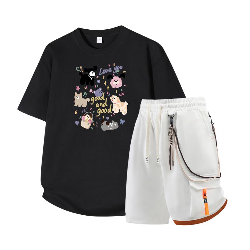 Herren Kurzarm Set Sommer Kurzarm Slim Fit Oberteil Herren Zweiteiliges Set