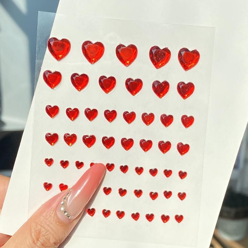 57Pcs/Sheet Heart  Face Jewels Stickers 3D Multicolor Self-Adhesive Gems For Diy Festival Party Eye & Face Makeup Deco