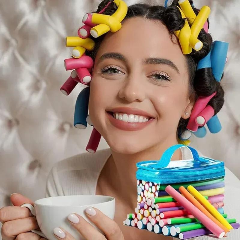42pcs/Set Flexible Curling Rods Hair Twist Flexi Rods Hair Curlers Set Twist Foam Hairs Rollers DIY No Heat Hair Rods Rollers