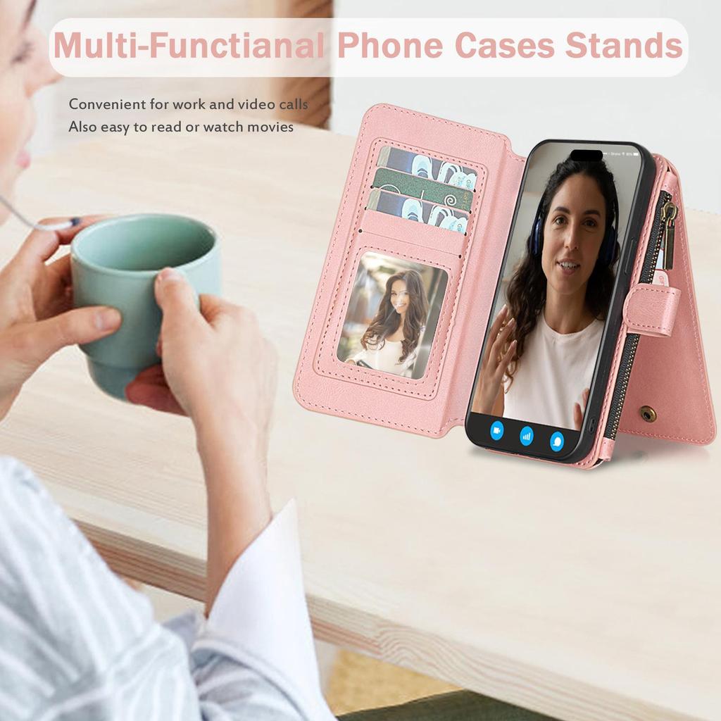 iPhone 16 Pro Multifunctional Leather Wallet Case with Detachable Magnetic Protection