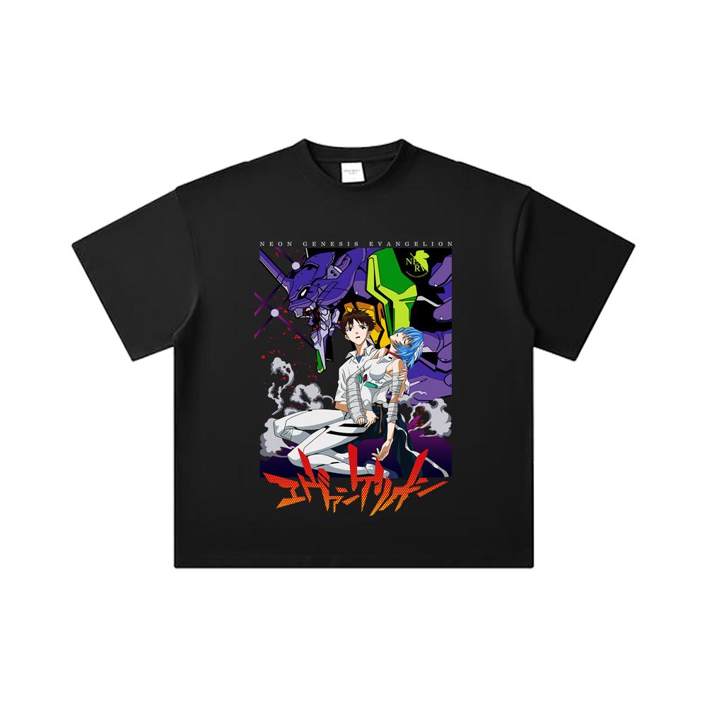 260 GSM Double Yarn 32 Count 100% Cotton Evangelion V1 Print Unisex Heavy Cotton T Shirt