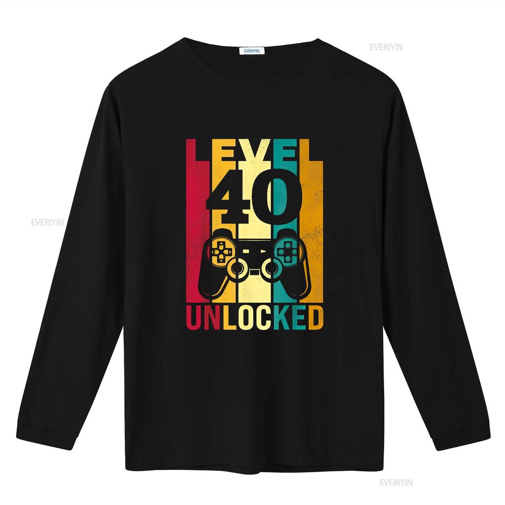 Funny Level 40 Unlocked Him Men BDay Turning 40th Birthday T Shirt vintage Washed Stylish fashion Unisex Comfortable homme