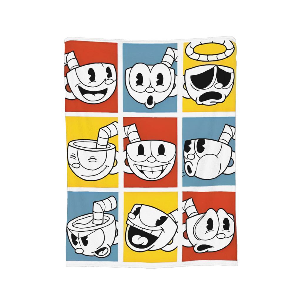 Cupheads And Mugman Blankets Flannel Game Lightweight Thin Throw Blankets for Bed Bedroom Quilt