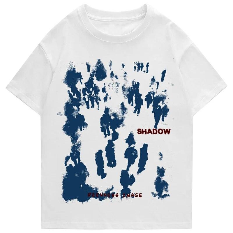 Oversized T-shirt Summer Cotton Short Sleeve Tee Shirt Fashion Printed Shadow Hip-Hop Women Clothes Unisex's Top 2023 New Arrival