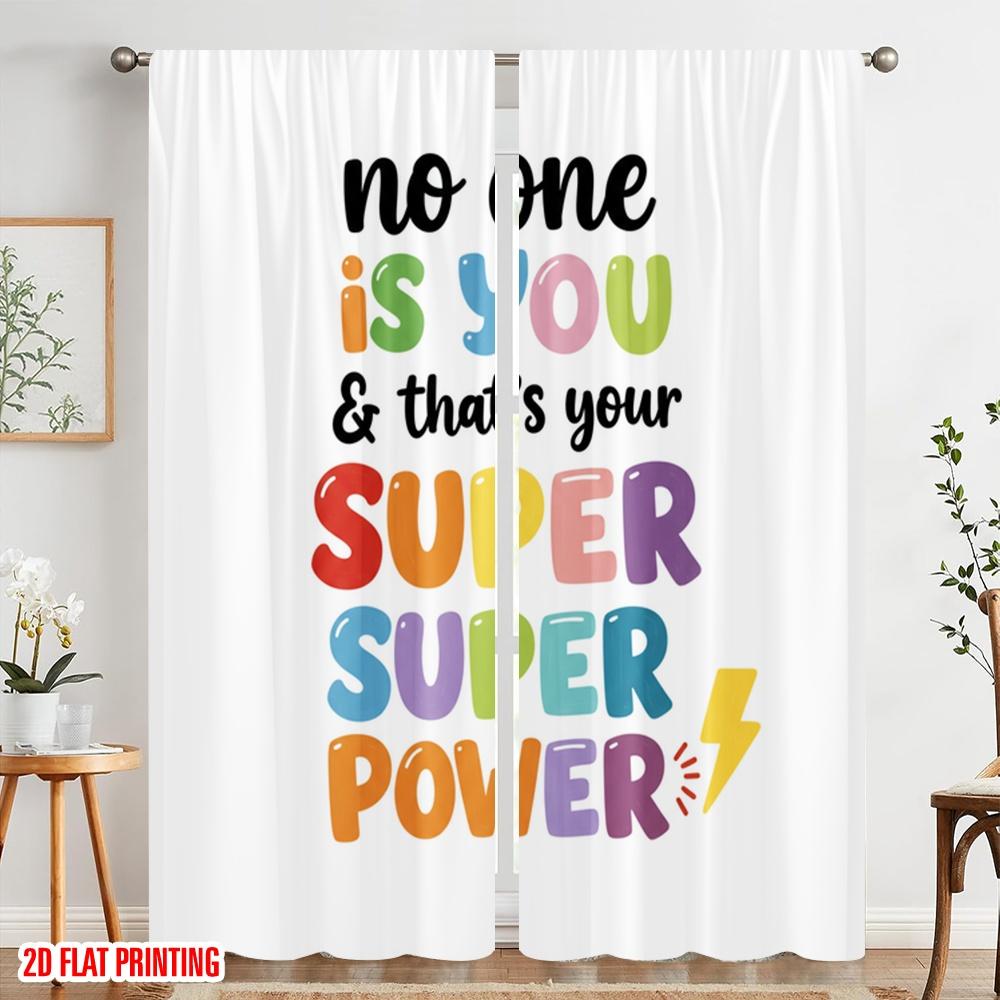 2pcs 2D Flat Printing Drapes No One Is You Superpower Polyester Fabric Without Electricity 0 Perfect for Holiday Parties Home