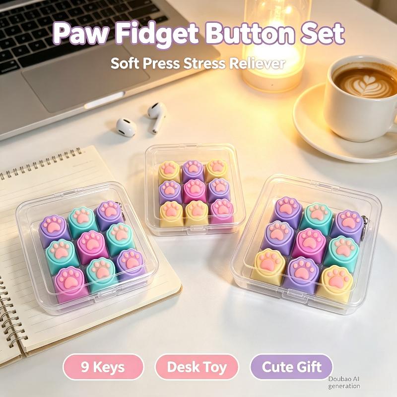 Keycap Keychain Stress Relief Fidget Toy Mini Portable Press Sensory Pendant for Backpacks Kids Students Daily Use