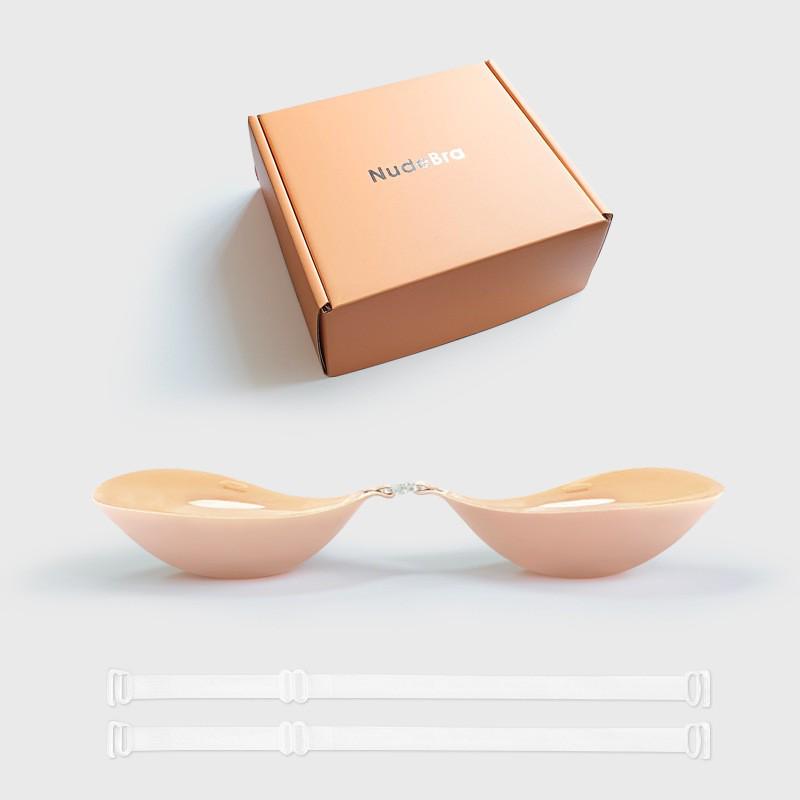 Verdickte 3 cm formende Brustaufkleber mit runden Silikon-Cups & unsichtbaren Trägern für Hochzeitskleid