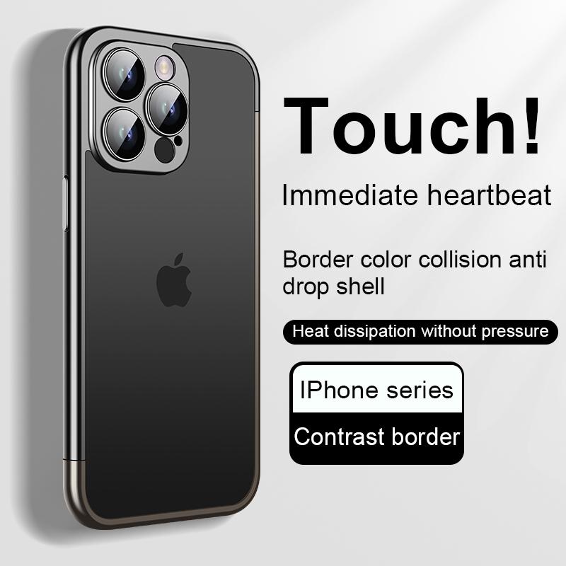 For iPhone 17 Pro Max Air 16 15 14 13 Phone Cover Transparent Shockproof Plating PC Hybrid Hard Glass Slim Case