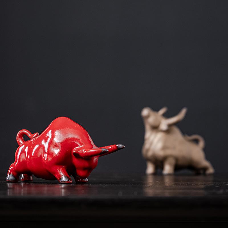 Keramisk Lycklig Ko Prydnad Maskot Hem Vardagsrumsprydnad Tolv Stjärntecken Oxens År Gåvor Tebord Tehusdjur