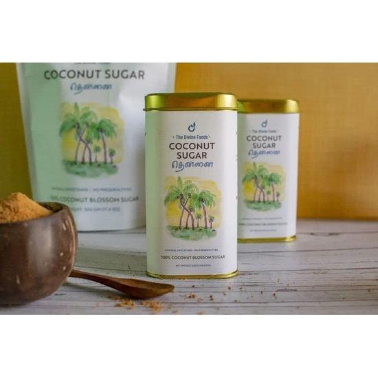 The Divine Foods | Zucchero di Cocco Biologico | Dolcificante Naturale, Alternativa allo Zucchero | Non Raffinato | Zucchero per Caffè, Tè e Ricette | Non OGM (250 gr)