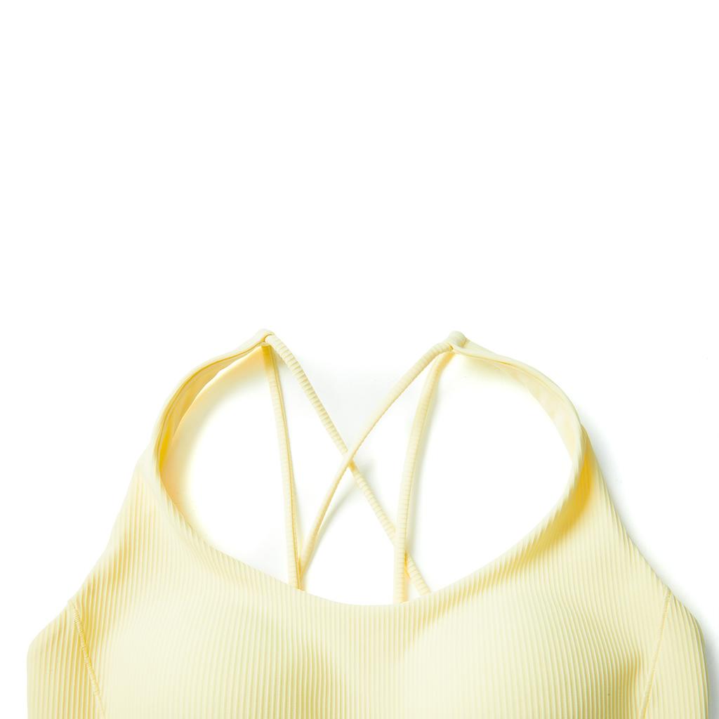 Li-Ning Fitness Series Casual Simple Solid Color Breathable Sports Bra Women Underwear Light-Goose-Yellow AUBV016-1
