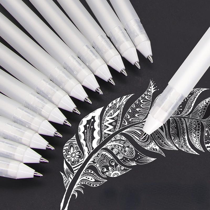 White Fine Tip 2pcs Gel Pen - Sketching Highlight Marker for Artists, Black Papers, Drawing, Design, Illustration, Art Supplies