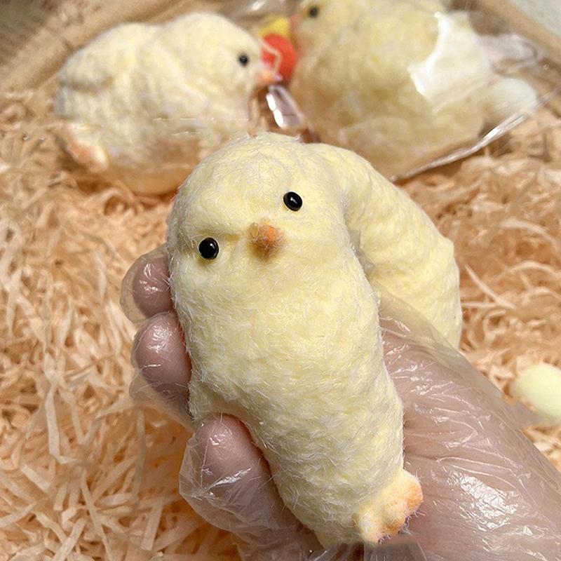 1Pcs Handmade Yellow Big Chicken Plush Silicone  Pinching Toys Cute Hen Chicks Taba Squeezing Toy Fuzzy Release Hand Stress