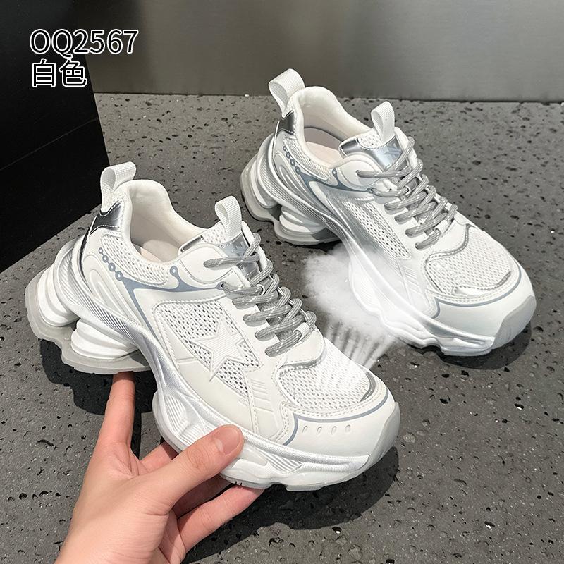 

Mesh breathable dad shoes spring and autumn new thick-soled thin star sports and leisure shoes 35 белый