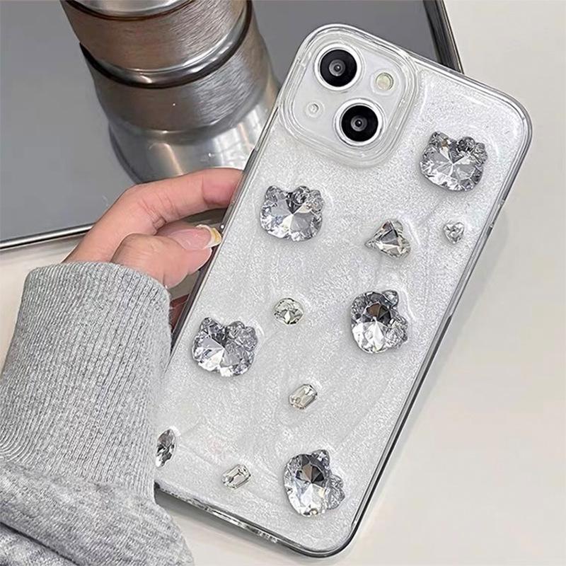 

Apple 17Promax Gum Drop Hole Phone Case Is Suitable For Iphone16 Rhinestone Gemstone Cat Style Women S Model iPhone 7/8/SE 2020