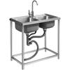 304 Stainless Steel Double Bowl Kitchen Sink with Stand