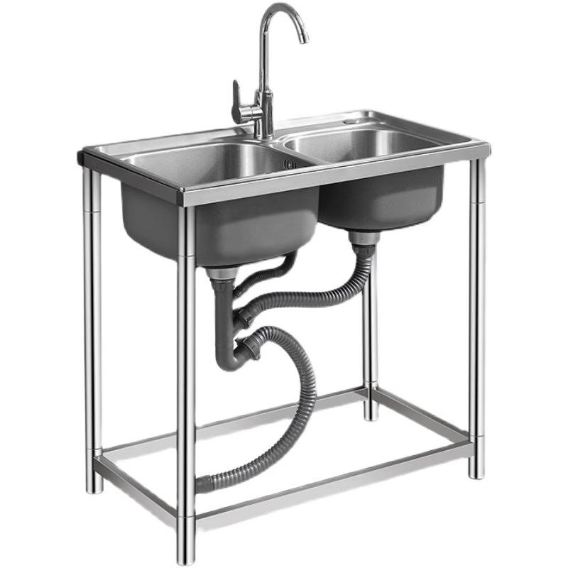 304 Stainless Steel Double Bowl Kitchen Sink with Stand