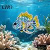 Colorful Fish Jewelry Brooch Pin Enamel Finish Rhinestones Inlay Tropical Design Sweaters Badge Alloy Electroplated Base Suits Coats Daily Wear