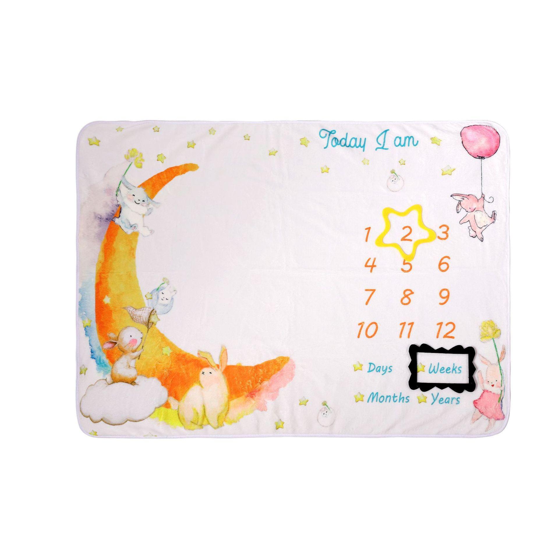 

Двухстороннее фланелевое одеяло для фотосъемки Baby Milestone в форме луны 100x150cm