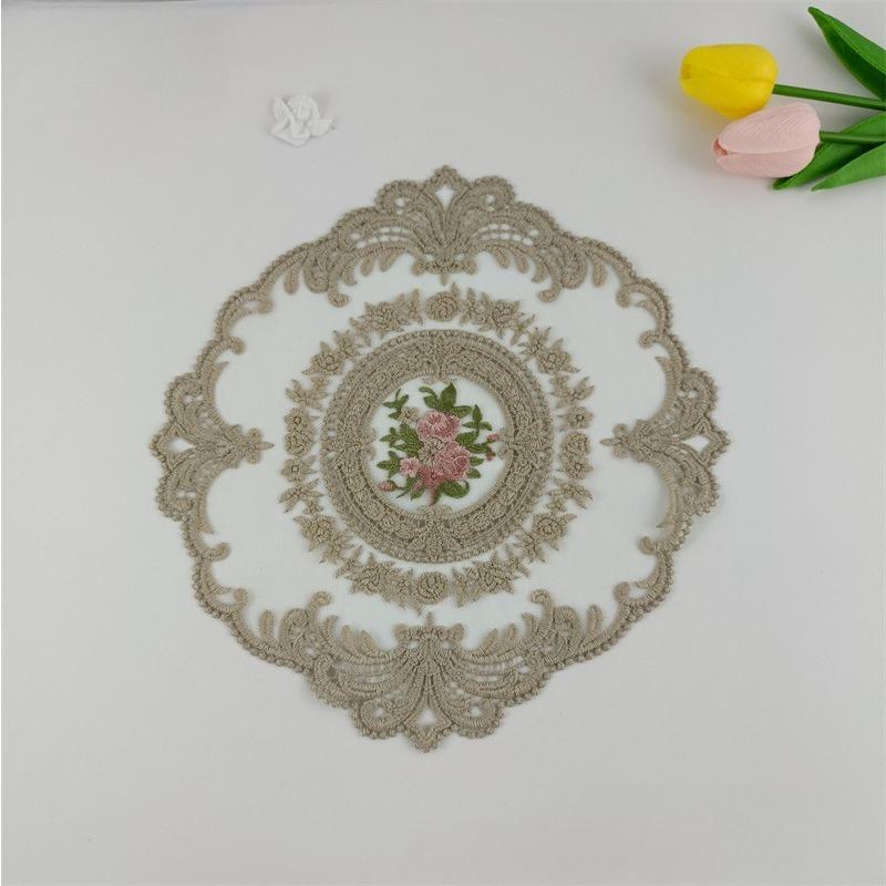 28 Cm Lace Coaster Embroidery Retro Lace Placemat Dust Cover Towel Coffee Table Mat Decoration