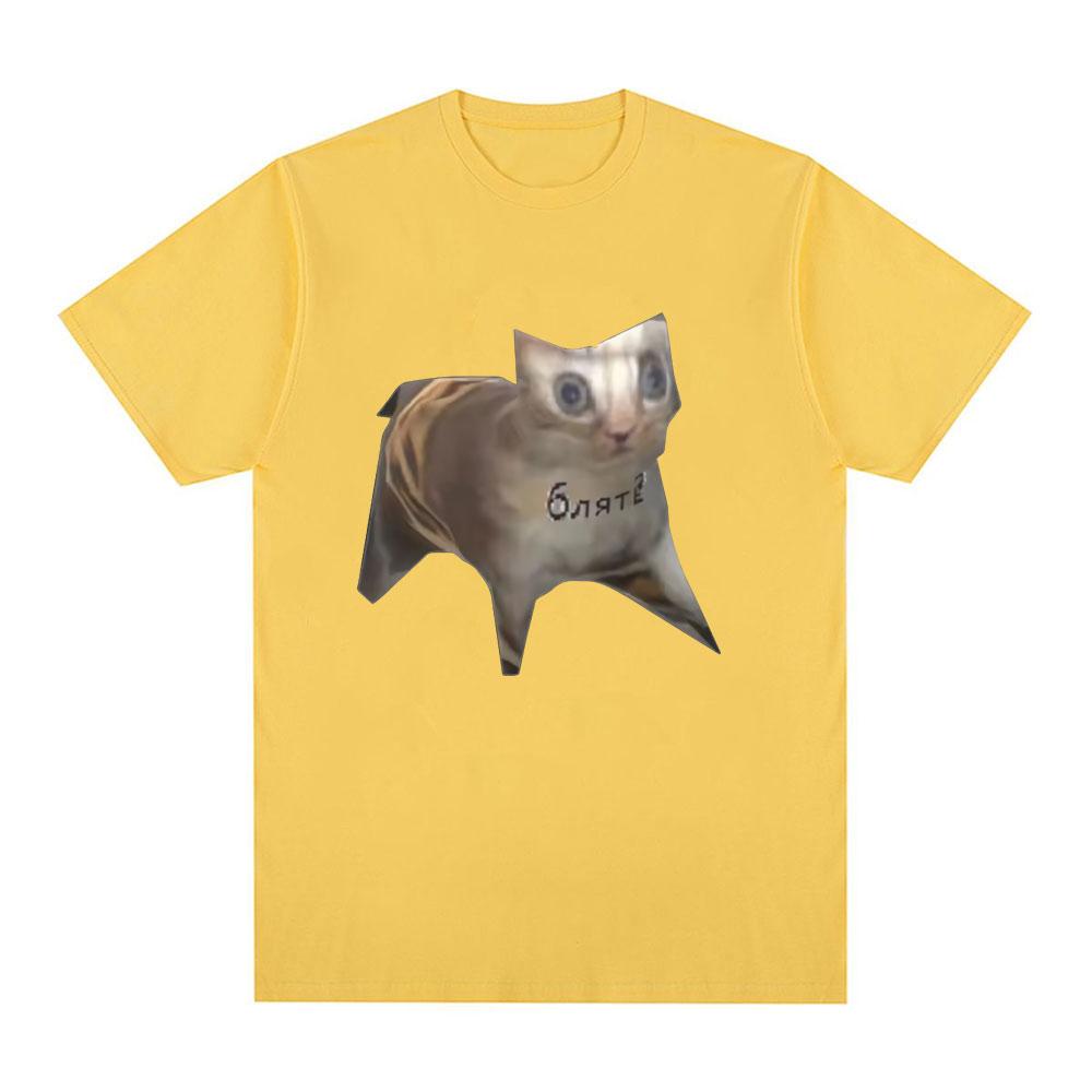 Funny Russian Cat Meme Graphic Print T-shirt Men Women Cotton Casual Short Sleeve Oversized T-shirts Fashion Oversized Tee Shirt