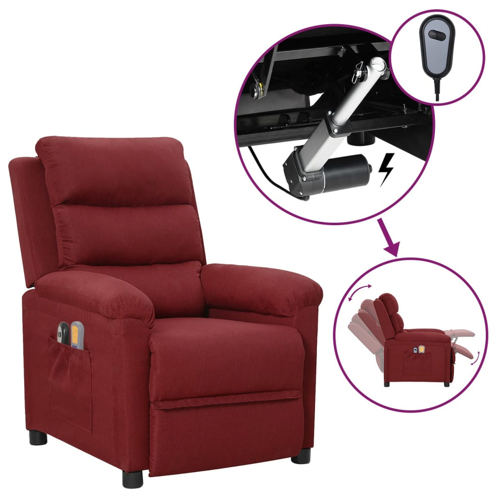 Electric Massage Armchair Bordeaux Fabric
