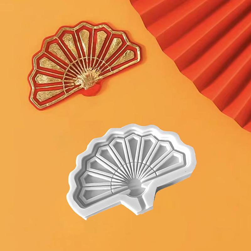 1Pc Chocolate Moulds Tools Baby Shower Party Chinese Fan Shaped 3D Silicone Fondant Mold For Cake Decorating Cake Sugar Craft