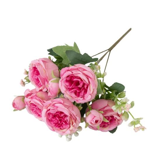 Realistic 5-Head Artificial Peony Flower with 4 Buds Lifelike Faux Silk Flower Bouquet for Vase Wedding Bouquets DIY Crafts Valentine's Day Home