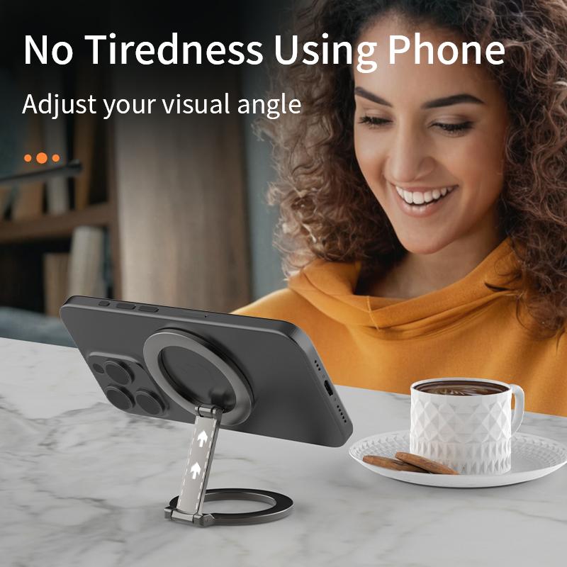 2025 Double Sided MagSafe Phone Stand Magnetic Phone Ring Holder Kickstand Magnet Grip for iPhone 15 16 Android Gym Car Holder