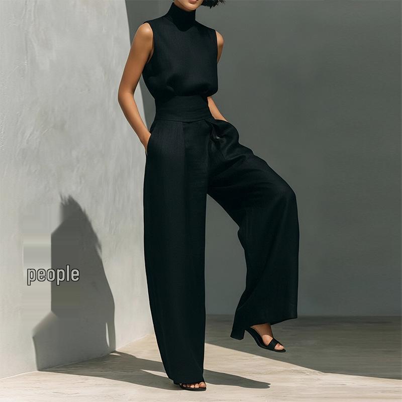 2026 Spring European & American Women's Printed Shirt & Elegant Wide-leg Pants Fashion Set