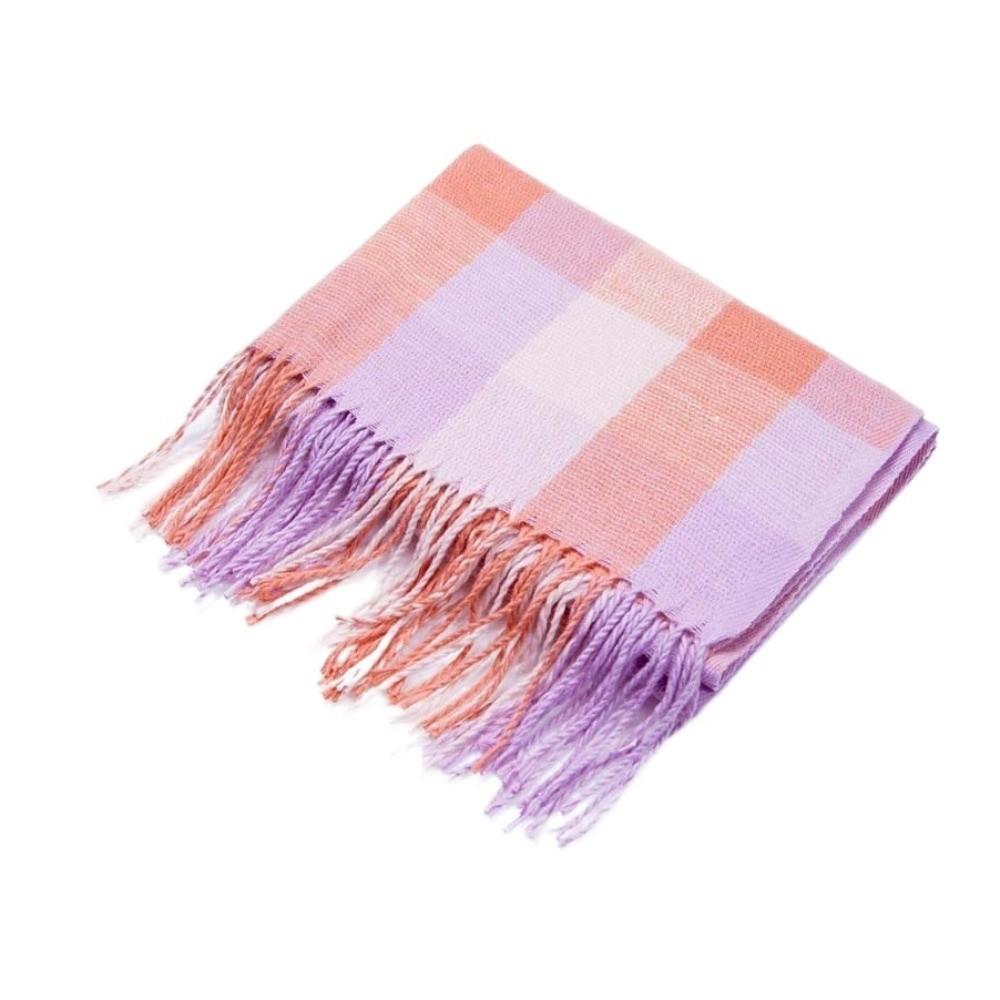 Soft Classic Plaid Scarf Cold-proof Long Neckscarf with Tassel Large Knitted Wool Shawl Winter