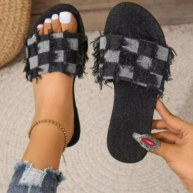 New Casual Square-shaped Flat Simple and Fashionable Women's Shoes and Slippers