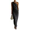 One Shoulder Long Dress for Women Satin Maxi Gown Asymmetrical Hem Elegant Sleeveless Formal Evening Party Wear