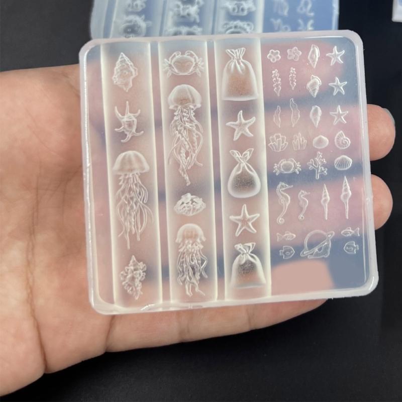 Silicone Pin Art Mold For Stereoscopic Relief Jellyfish Shell Naiad Fin Designs Artisanal Crafting Tool