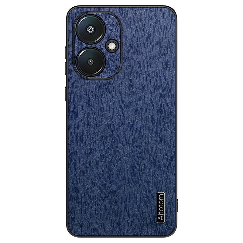 For Xiaomi Redmi 13C 5G/13R 5G/Poco M6 5G Case Leather+PC+TPU Wood Texture Phone Cover